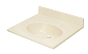 25 x 22" White Swirl On Bone Cultured Marble Vanity Top And Bowl