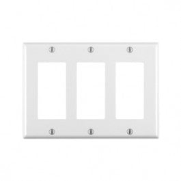 LEVITON 005-80411-00W DECORA THREE GANG WALLPLATE WHITE