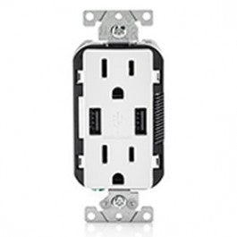 LEVITON R02-T5632-0BW USB TAMPER RESISTANT RECEPTACLE WHITE