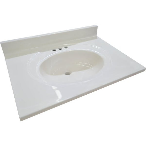 Modular Vanity Tops 25 X 22 White Swirl Cultured Marble Vanity Top And Bowl