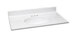 Marble Vanity Top 25" x 22" Solid White Finish