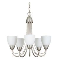 Satin Nickel Opal Shade Five-Arm Chandelier