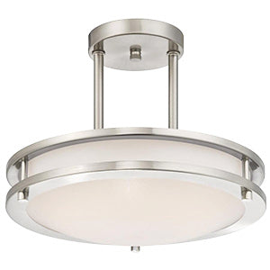 Westinghouse Lighting 14" LED Semi-Flush Ceiling Fixture Bright Satin Nickel 442319