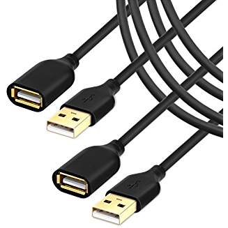 Besgoods USB Cable Extension, Besgoods 2 Pack 6FT USB 2.0 Extension Cord Extender cable - A Male to A Female USB Extender Cord with Gold-Plated Connector - Black