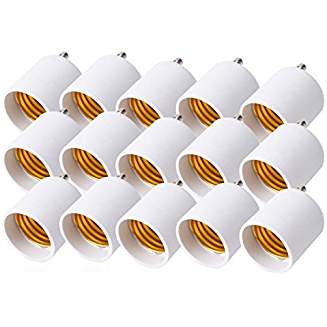 JACKYLED 15-Pack GU24 to E26 E27 Adapter Maximum Wattage 1000W Heat Resistant Up to 200℃ Fire Resistant Converts GU24 Pin Base Fixture to E26 E27 Standard Screw-in Socket by JACKYLED