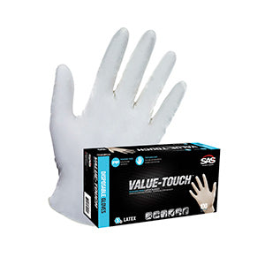 SAS Safety Disposable Latex Gloves Large 100/Cs 533068