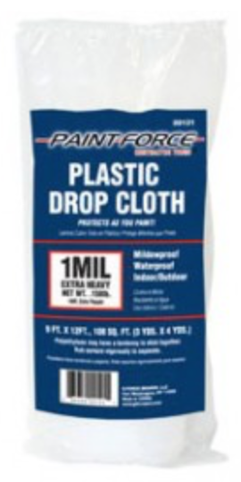 PLASTIC DROP CLOTH - 9' X 12' 1 MIL