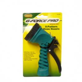 G-FORCE 53120 5 PATTERN POLY HOSE NOZZLE WITH REAR TRIGGER CARDED