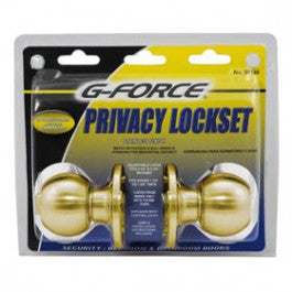 G-FORCE 80140 PRIVACY BALL KNOB LOCKSET POLISHED BRASS