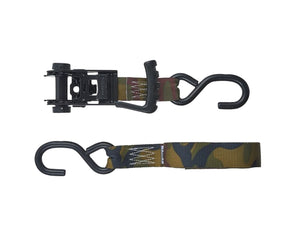 16' X 1-1/4" RATCHET TIE-DOWN, ERGO-TORQUE, WOODLAND CAMO, 700 LBS. WLL (2,100 LBS. BREAK STRENGTH) 2 PACK. BIN DISPLAY