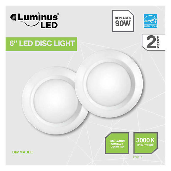 Luminus LED 6in Disc Light, 2-pack