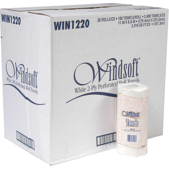 Windsoft Paper Towel Rolls 2-Ply White 30ct